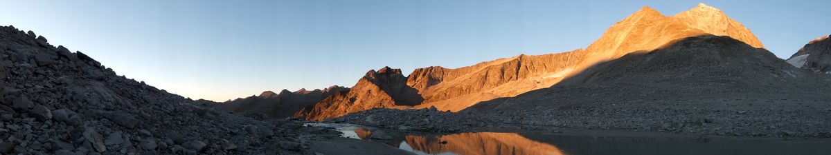 Sunset after climbing on thee Hochgall (3436m), highest peak of the Rieserferner Group, South Tyrol, Italy