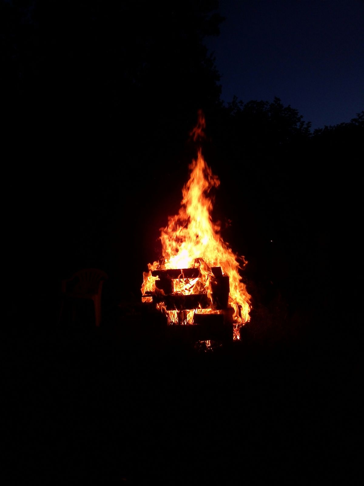 Campfire in the Night in Heinsen, near Hamburg in Germany.