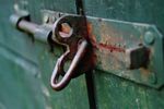 Rusty sliding shed lock - taken out the back of my house. One of my first test shots with my new Sony Alpha 35.