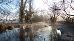 River Itchen, Hampshire, -8 degrees C, 08.00 hrs, 11 Feb 2012.  The picture captures the sun's imperceptible warmth chasing away the chill of the night, illustrated by the steam rising from the river.