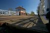 This is looking across the fully restored railway crossing at Didcot Railway Museum located in Oxfordshire.