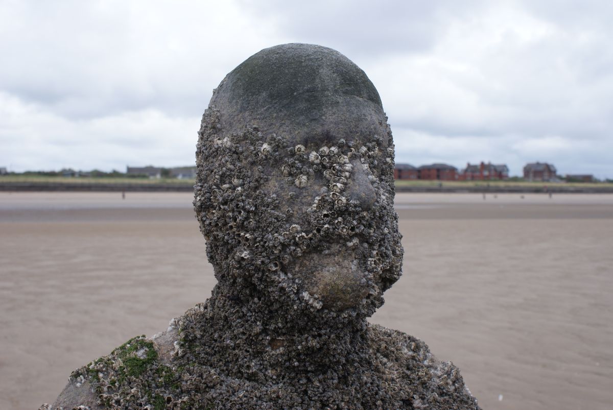 One of the Anthony Gormley Statues at Crosby on Merseyside