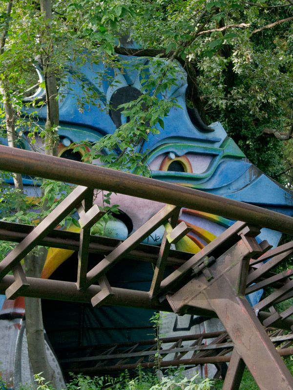 One of the roller coasters in the abandoned Spreepark in Berlin.