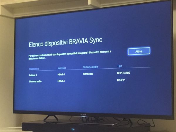 elenco dispositivi BRAVIA 