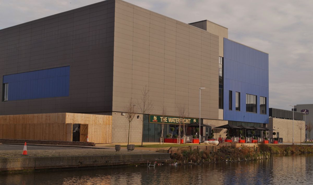 A 'box' bulding alongside the Walsall Canal Town Arm