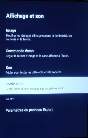 Menu "Affichage et Son"