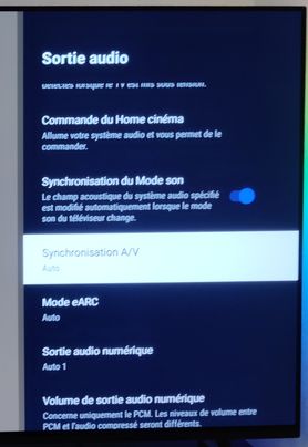 Menu "Sortie Audio"