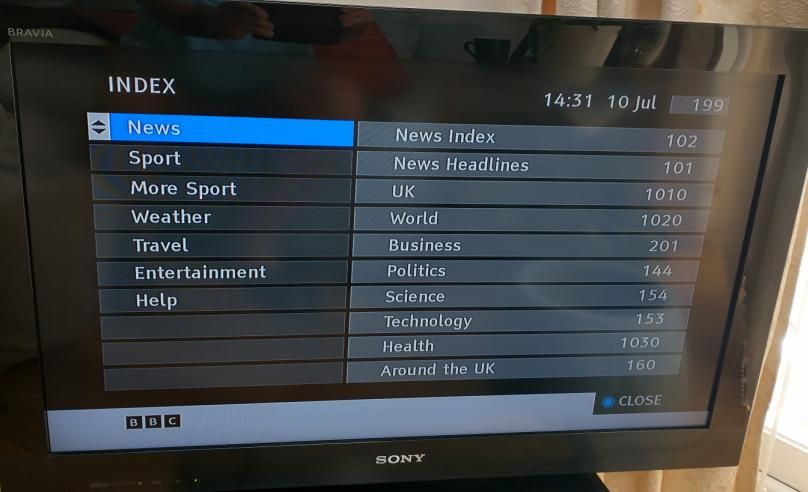 Old Bravia Red Button index page