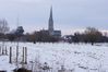 Snowy Salisbury cathedral