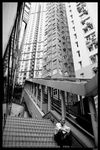 The buildings and the man in Hong-Kong